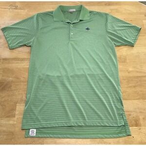 Peter Millar Men's Summer Comfort Polo Shirt Large Green Purple Striped‎ Golf